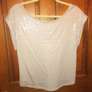 Small Sequin Beige Nude Top Blouse